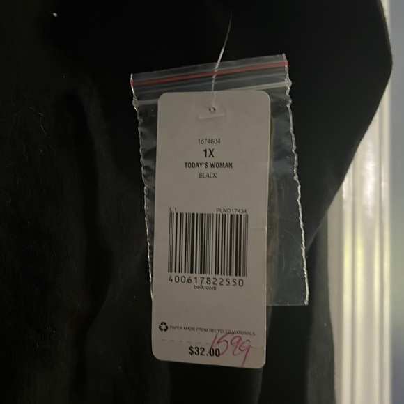 Kim Rogers black long sleeve brushed gold bead neck  nwot removed for laundering - Picture 2 of 3